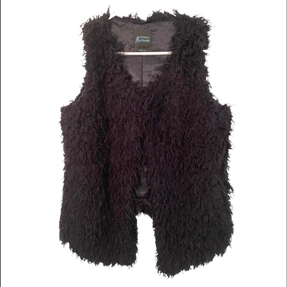 Guess Faux Fur Vest Womens SIze Small  Fuzzy boho Size S Mob Wife